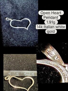 Open Heart Pendant 14K White Gold Heart Pendant